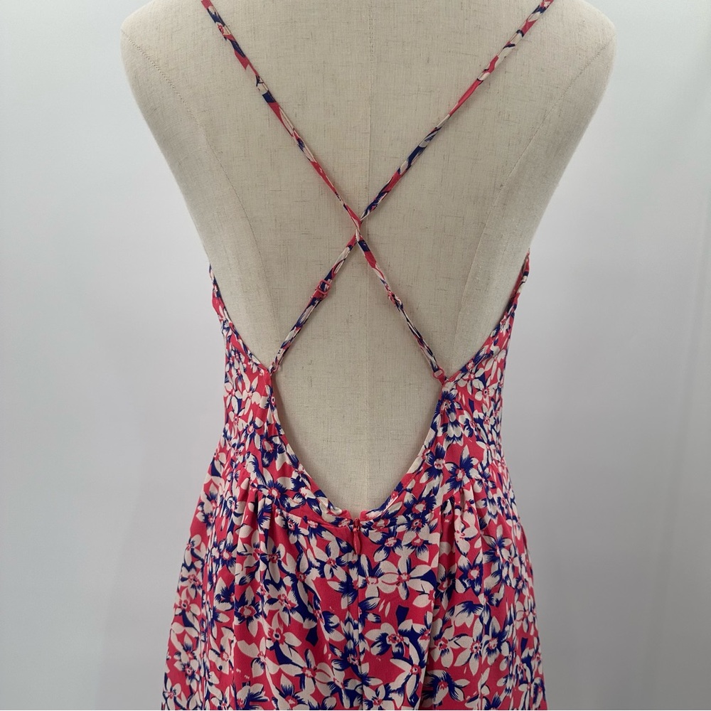 Yumi Kim Silk Dress- tulip hem with pockets, pink, blue and white floral print - Picture 3 of 16